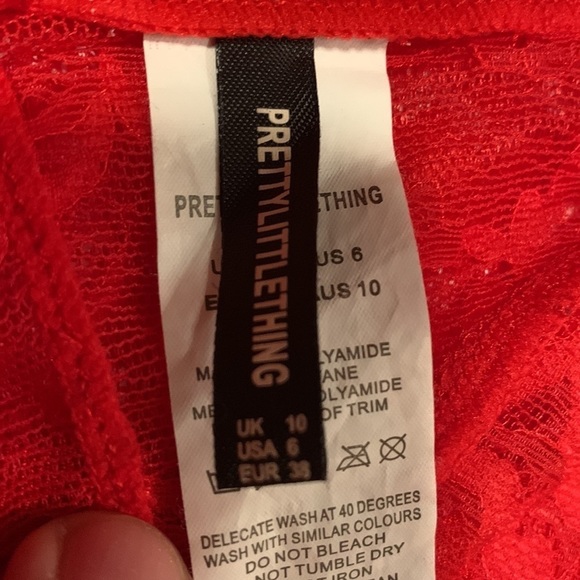 Prettylittlething Red lace bodycon body suit size 6 - Picture 6 of 9